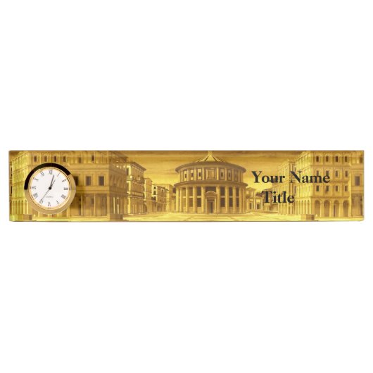 IDEALE STADT, Renaissance-Architektur / Gelb gelb Namensplakette (Vorderseite)