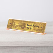 IDEALE STADT, Renaissance-Architektur / Gelb gelb Schreibtischnamensplakette (Vorderseite )