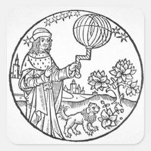 Ideales Porträt von Aristoteles (384-322 BC), Quadratischer Aufkleber