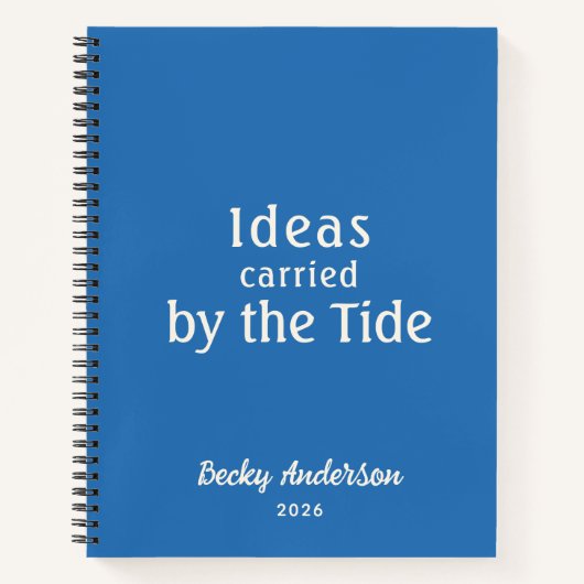 Ideas by the Tide, Beach Notes, Blue Custom Name Notizblock (Vorderseite)
