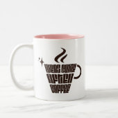 Ideas Come After Coffee – Trendy Vertical  Zweifarbige Tasse (Links)