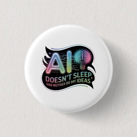 Ideen der künstlichen Intelligenz Neon Graphic Button (Vorderseite)