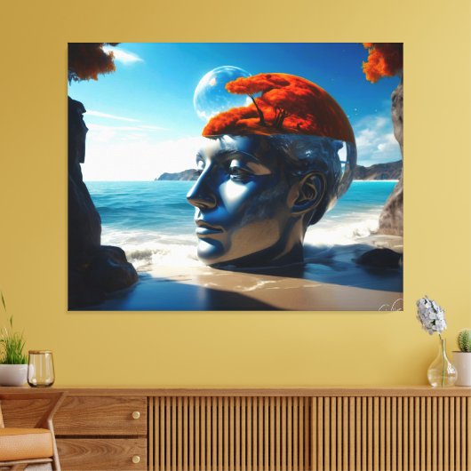 Ideen entfesselt: Surreal Beach Stretched Leinwand (Insitu (Wohnzimmer))