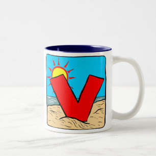 Ideen für Beach Wedding Letter V Zweifarbige Tasse
