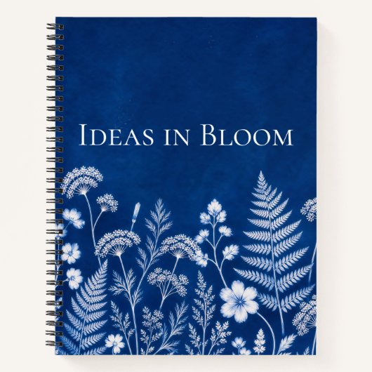 Ideen in Blüte Blaues Botanisches Notizbuch (Vorderseite)
