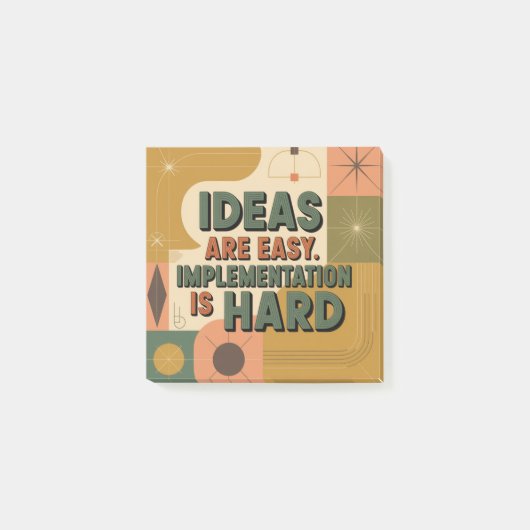 Ideen sind einfach. Umsetzung ist schwer Post-it Klebezettel (Vorderseite)