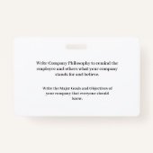 Identifikation der Mitarbeiter im Unternehmen Ausweis (Rückseite)