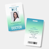 Identifikation des Arztes Blaue grüne Bezeichnung  Ausweis (Vorder- & Rückseite)