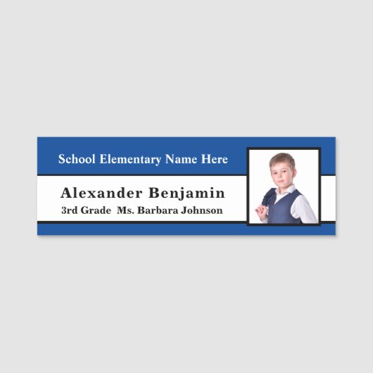 Identifikation des Fotos für Kinder-Student-Junge Namensschild (Vorderseite)