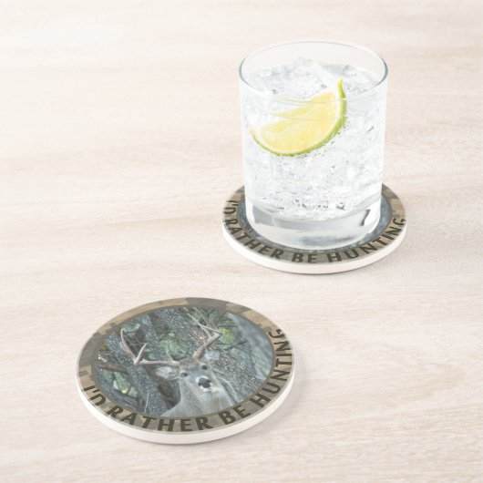 Identifikation eher jagt lustigen Rotwild-Jäger Sandstein Untersetzer (Seite)