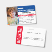 Identifikation einer Kind-ID-Notfallallergie Medic Ausweis (Front & Back)