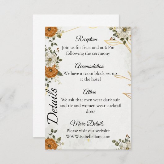 Identifizierte Rustikale Fall-Details-Karte Begleitkarte (Vorne/Hinten)