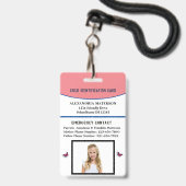 Identifizierungskarte Allergie für Kindermädchen Ausweis (Vorderseite mit Lanyard)