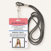 Identifizierungskarte Allergie für Kindermädchen Ausweis (Vorderseite mit Schlüsselband)