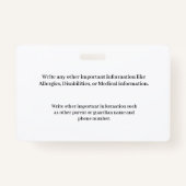 Identifizierungskarte Bar Code Studentenschule Ausweis (Rückseite)