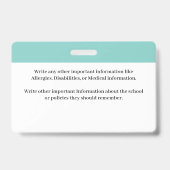 Identifizierungskarte Bar für Schüler Ausweis (Rückseite)