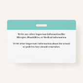 Identifizierungskarte Bar für Schüler Ausweis (Rückseite)