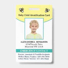 Identifizierungskarte für das Baby-Kind Foto Ausweis