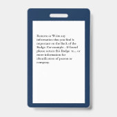 Identifizierungskarte für das Foto des Mitarbeiter Ausweis (Back)