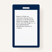 Identifizierungskarte für das Foto des Mitarbeiter Ausweis (Rückseite)