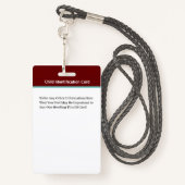 Identifizierungskarte für das Foto von Kindermädch Ausweis (Rückseite mit Schlüsselband)