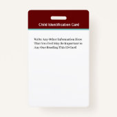 Identifizierungskarte für das Foto von Kindermädch Ausweis (Rückseite)
