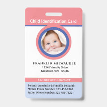 Identifizierungskarte für das Kind-Jungen-Mädchen-