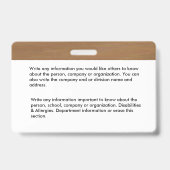 Identifizierungskarte für den Mitarbeiter Ausweis (Rückseite)