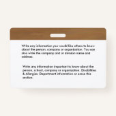 Identifizierungskarte für den Mitarbeiter Ausweis (Rückseite)