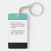 Identifizierungskarte für die medizinische Warnmel Schlüsselanhänger (Rückseite)