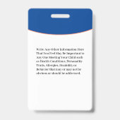 Identifizierungskarte für Kindermädchen personalis Ausweis (Back)