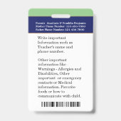 Identifizierungskarten für Foto-Schulklassen Ausweis (Rückseite)