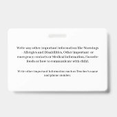 Identifizierungskarten Kinderkindliches Foto Ausweis (Rückseite)