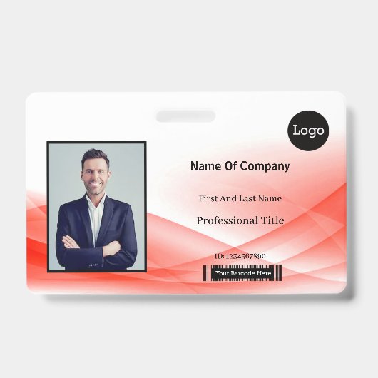 Identifizierungsnummer des Red Wave Design Fotos Ausweis (Vorderseite)