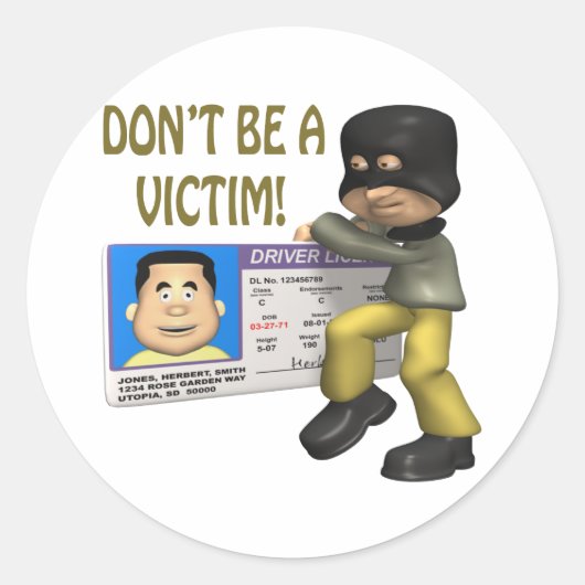 Identitätsdiebstahl Runder Aufkleber (Vorderseite)