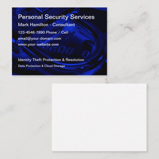 Identitätsdiebstahl und Datensicherheit  Visitenkarte (Vorne/Hinten)