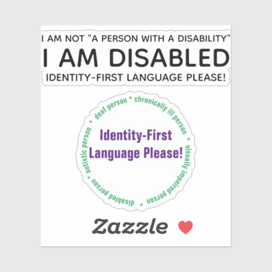 IdentitätsFirst Disability Custom-Cut Vinyl Sticke Aufkleber (Blatt)
