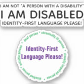 IdentitätsFirst Disability Custom-Cut Vinyl Sticke Aufkleber (Vorderseite)
