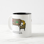 Identitätskrise, Tomate sieht Psychiater Zweifarbige Tasse (Vorderseite Links)