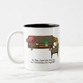 Identitätskrise, Tomate sieht Psychiater Zweifarbige Tasse (Links)