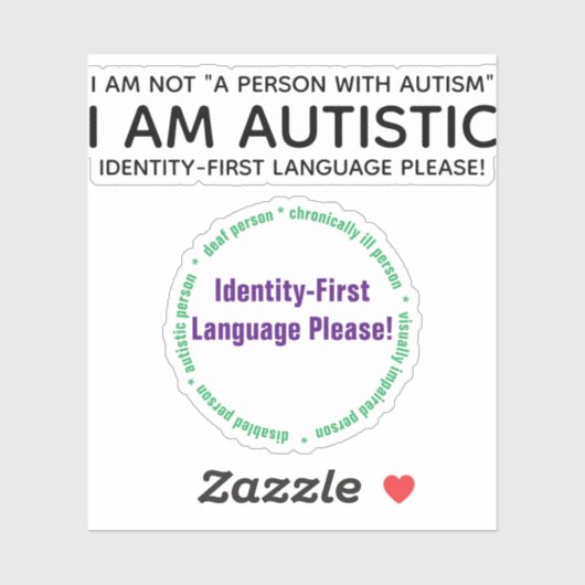 Identity-First Autism Custom-Cut Vinyl Sticker (Blatt)