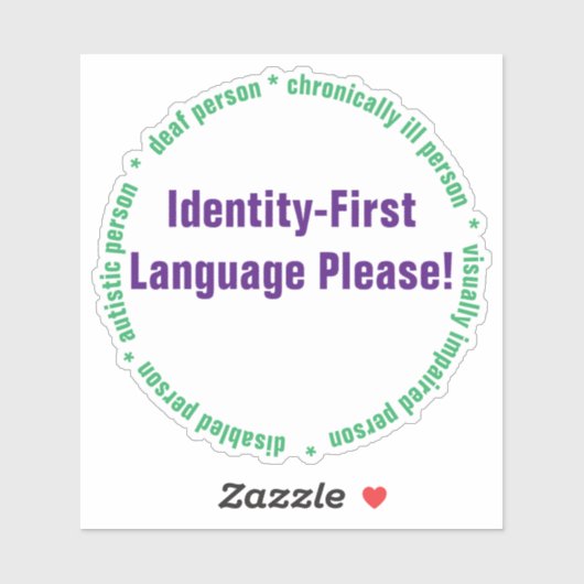 Identity First Language Custom Cut Vinyl Sticker (Blatt)