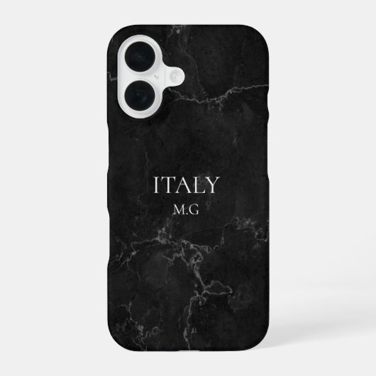Identity Tech Black Marble Phone Case Custom iPhone 16 Hülle (Rückseite)