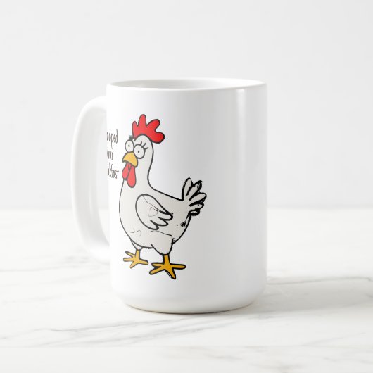 Idiot Chicken Funny Sarcastic Breakfast Phrase Kaffeetasse (Vorderseite Links)