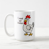Idiot Chicken Funny Sarcastic Breakfast Phrase Kaffeetasse (Links)