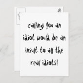 Idiot Postkarte (Vorne/Hinten)