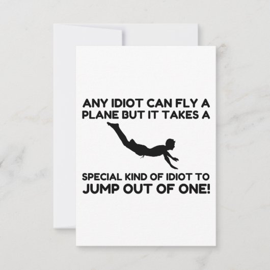 IDIOT SKYDIVING DANKESKARTE (Vorderseite)
