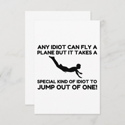IDIOT SKYDIVING DANKESKARTE (Vorne/Hinten)