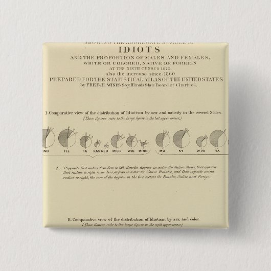 Idioten, Statistischer US-Lithograph 1870 Button (Vorderseite)