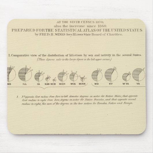 Idioten, Statistischer US-Lithograph 1870 Mousepad (Vorne)